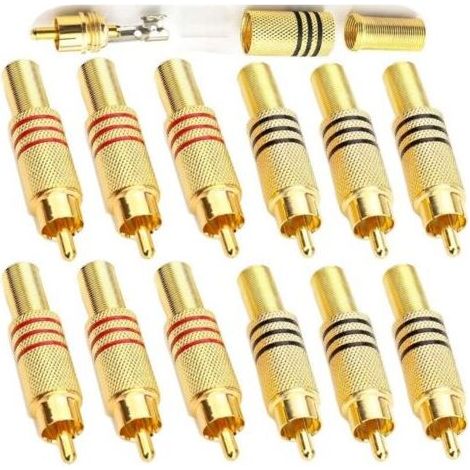 Pair 12 connecteurs RCA mâles à souder, terminaux audio pour vidéo surveillance et multimédia (1/5)