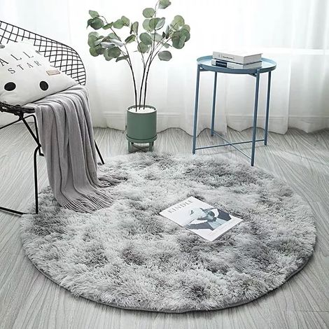 QAZQA Tapis de salon moderne, tapis long et moelleux, extra doux et confortable, tapi antidérapant, intérieur doux (gris clair, 80 cm)