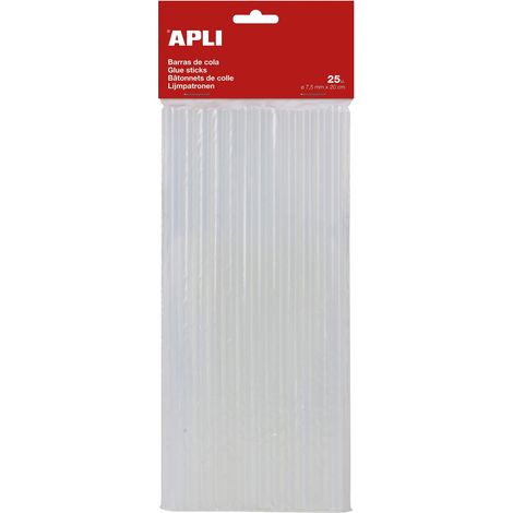 Apli Kids - 17003, Ricariche di colla a caldo, diametro 7,5 mm x 20 cm, trasparente, 25 pezzi (1/2)