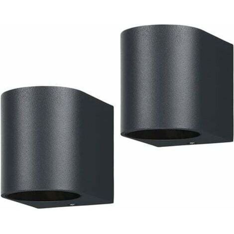 2-teiliges Aluminium-Außenwandleuchten-Set – Beleuchtung nach oben/unten, IP44 wasserdicht, Schwarz – Für Terrassen, Decks, Balkone und Veranden – Mowze (1/4)