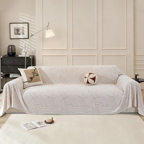 Housse De Canapé 200x340 CM, Protection Canape Chat Chiens Anti Griffe, Jete De Canape Grande Taille Lavable, Décoration Intérieure, pour Le Salon Café, Beige Brun (1/5)