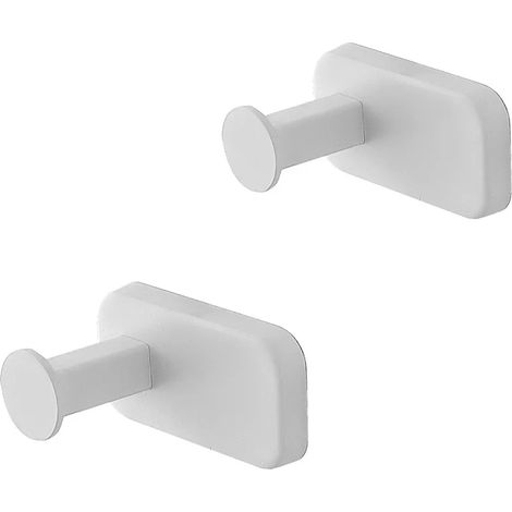 Set 2 appendini portasciugamani in acciaio inox bianco con doppio fissaggio Cubik (1/3)