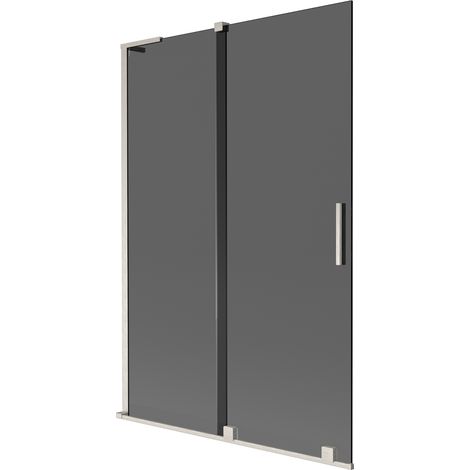 Mexen Velar L Badewannenabtrennung 2-flügelig verschiebbar 120 x 150 cm, Graphit, gebürstetes Nickel - 896-120-003-41-97 (1/5)