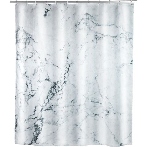 WENKO Duschvorhang Onyx, Textil (Polyester), 180 x 200 cm, waschbar, Grau, Polyester mehrfarbig (1/3)