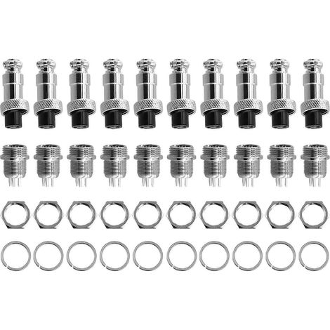 Packung mit 10 M12 5-poligen 12-mm-Luftfahrtsteckverbindern, Stecker und Buchse, für elektrische Kabelverteiler. (1/5)