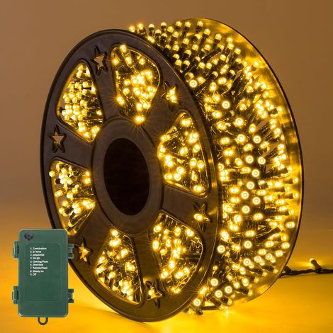Guirlande Lumineuse Arbre de Noël LR14 Piles 25M 1000Leds 8 Mode Decorative IP44 Guirlande Lumineuses LED Extérieur Decoration Intérieur Sapin Fête Mariage Jardin-Blanc Chaud (1/5)