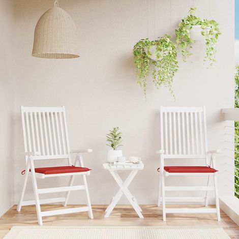 Coussins de chaise de jardin-Coussins de chaise de terrasse-Coussins d'extérieur lot de 2 rouge 50x50x4 cm (1/5)