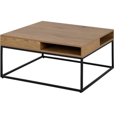 Mesa de centro Norsica 477, Roble salvaje + Negro, 40x80x80cm, Diámetro: 0, MDF, Angular (1/5)