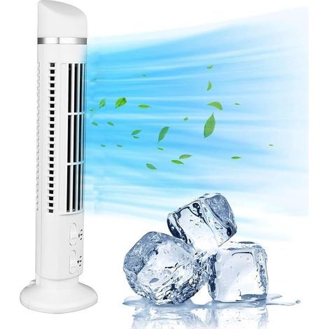 Ventilateur Tour sans Lame, Ventilateur de tour de bureau mini ventilateur avec une lumière LED, USB Colonne Silencieux de Bureau de Chambre à Coucher à la Maison (Blanc) (1/5)