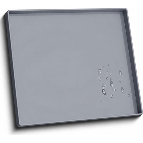 50  60cm super épais tapis en silicone imperméable à l'eau avec bord convexe, gris  tapis antidérapant Multi - usage sans Bpa pour chien et chat alimentation, stockage sous l'évier avec protection (1/5)