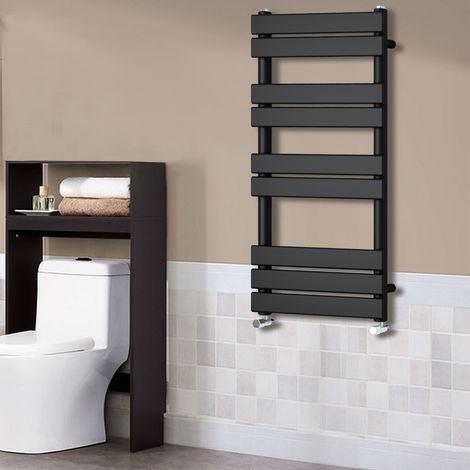 Flat Panel Heated Towel Rail Bathroom Rad Radiator Black 1000x600mm