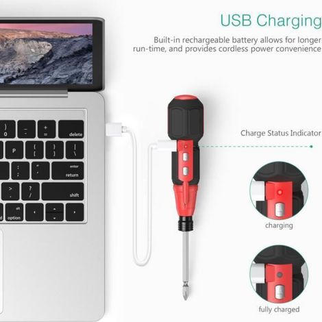 Visseuse Sans Fil - Tournevis Électrique Rechargeable 2 N·m - LED Intégrée - 9 Embouts - 900 mAh (1/4)