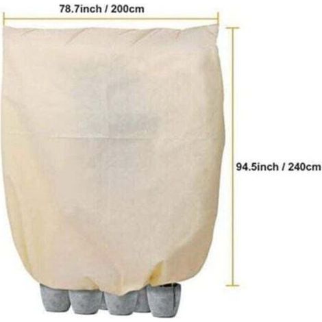 (200x240cm)Housse Hivernage pour Plantes Voile Hivernage Plante Housses de Protection Non-Tissé Beige (1/4)