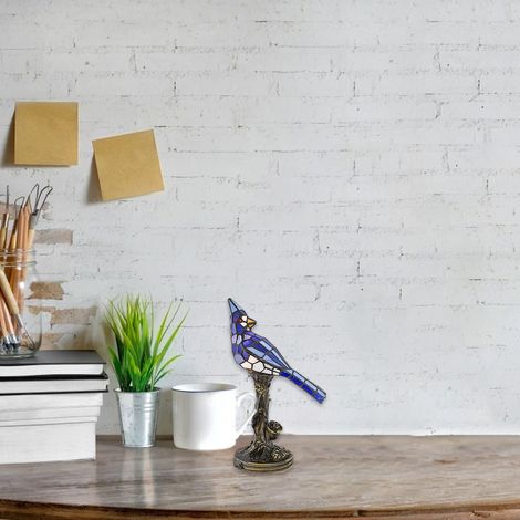 Lampe de table Cardinal rouge en vitrail, veilleuse pour chambre, salon, décoration intérieure. (1/5)