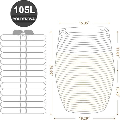 Laundry Basket, Storage Basket, Cotton Rope, 38 cm (D) x 50 cm (H) Brown (1/4)