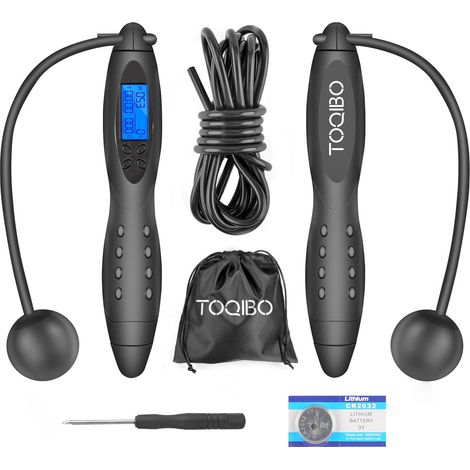 Sport Skipping Rope, Wireless Skipping Rope with Calorie Counter and Timer, Adjustable Jump Rope, LCD Screen Showing, Non-Slip Handles for Adults, Children (1/5)