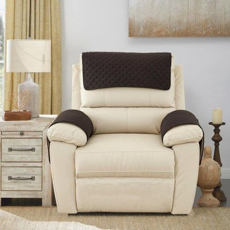 Ensemble de 3 coussins pour accoudoirs - Housse d'accoudoir de canapé - Housse d'accoudoir de fauteuil - Housse d'appui-tête - Prote (1/5)