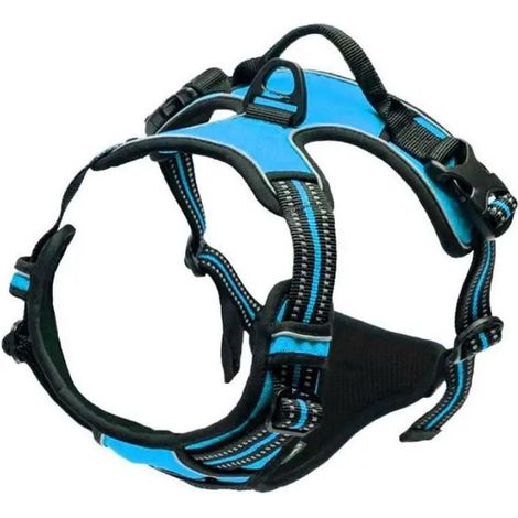 1 harnais pour chien, anti-traction, réglable et rembourré, avec doublure en maille respirante, éléments réfléchissants, pour chiens de petite à grande taille