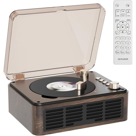 APEX Lecteur CD Bluetooth avec Haut-parleurs et Radio FM Vintage Lecteur de CD Support USB & AUX Playback pour Livres Audio (1/5)