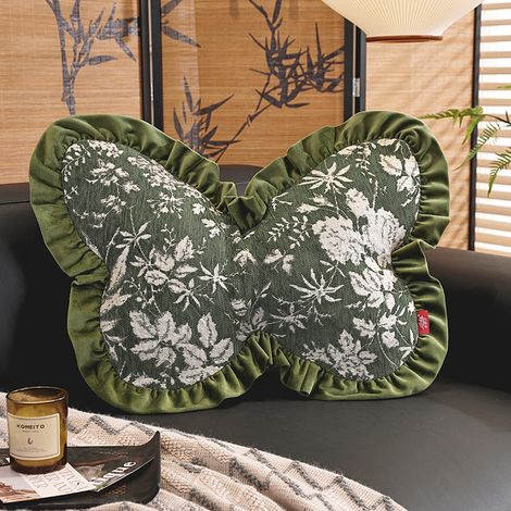 Coussin de style rustique à motif de plantes vertes, 6040 cm – idéal pour une utilisation sur un lit, dans le jardin ou sur un canapé. (1/5)