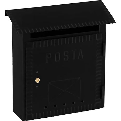 Cassetta Postale Ferro Battuto 23x8x27 cm Nero da Parete per Esterni (1/4)