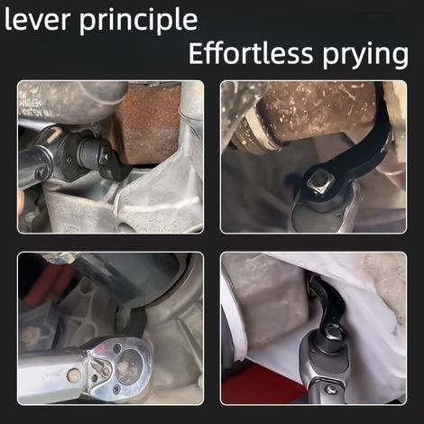 Lot de 2 outils de retrait manuel de demi-essieu en forme de corne, compatibles avec les cliquets à 1/2" et 3/8", construction en acier au carbone robuste, principe de levier. (1/3)