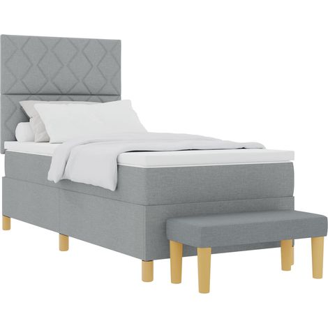 Box Spring Bed with Cushion Light grey 200 x 100 cm Fabric vidaXL (1/5)