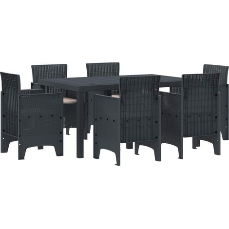 Garten Essgruppe 7 pcs Anthrazit Polt Rattan (1/5)