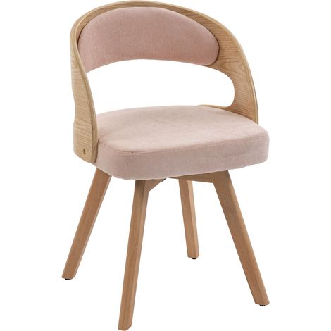 Lot de 2 chaises de salle à manger pivotantes 360° en tissu rose, assise rembourrée, dossier ergonomique et pieds en bois de hêtre – CHICFURN (1/5)