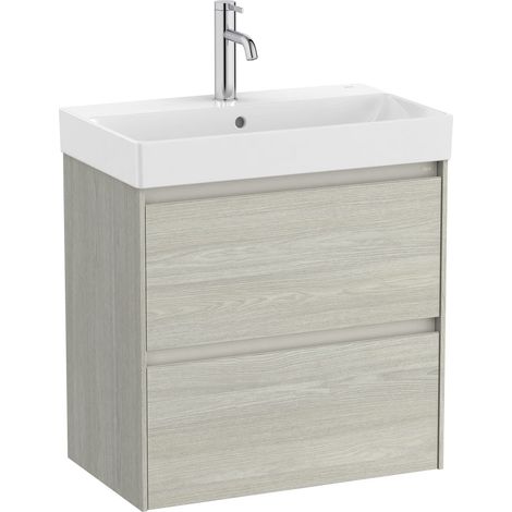 Pack Unik mueble base roble compacto de 2 cajones + lavabo ONA - ROCA