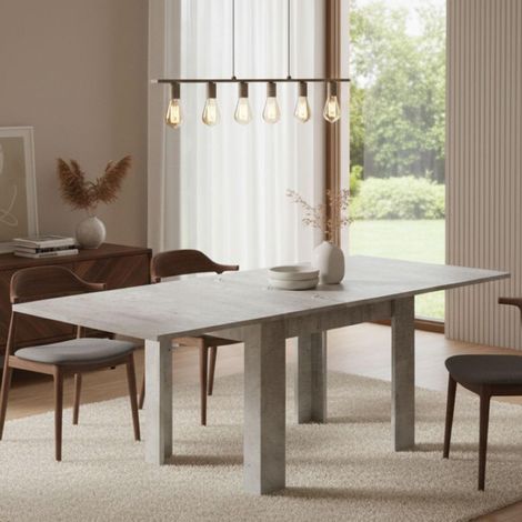 Table extensible Otto, Console auxiliaire de cuisine, Table extensible, 90x90h75 cm, Ciment (1/5)