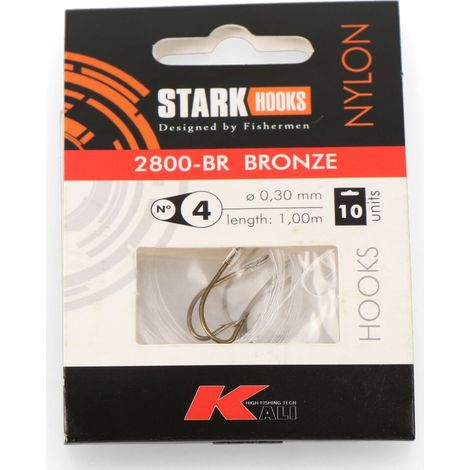 Anzuelo 2800-br bronce montado recto, tamaño nº 4, 10 uds