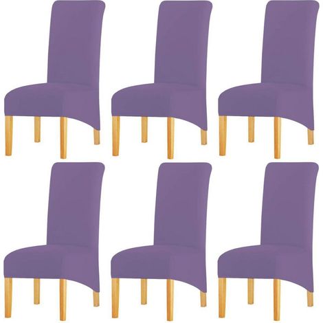 Stuhlhussen XL für Esszimmer, 6er Set, hohe Rückenlehne, Spandex, Hellviolett (1/5)