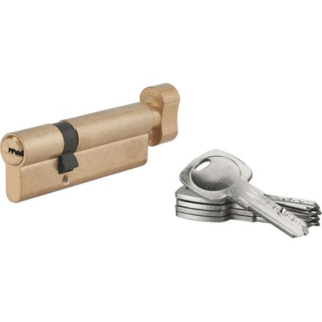 Cylindre de serrure à bouton 5G, 60Bx30mm, laiton, anti-arrachement, 5 clés - SP
