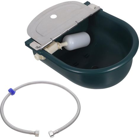 Abreuvoir Automatique pour Animaux de Ferme avec Cuvette Plastique Résistante Distributeur Eau Chevaux Bovins Moutons et Chèvres Installation Murale Facile avec Tuyau Inox pour (1/5)