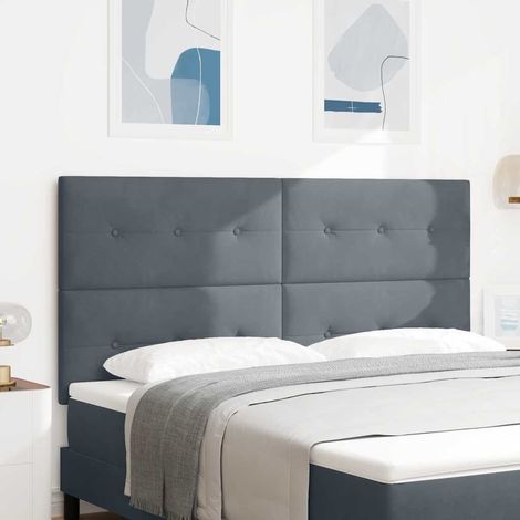vidaXL LED Kopfteil mit LED-Lichtleisten Grau 180 cm Samt (1/5)