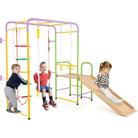 Ensemble de jeux d'escalade 8-en-1 intérieur 218 x 213 x 204 cm amusement sécurisé design multicolore (1/2)