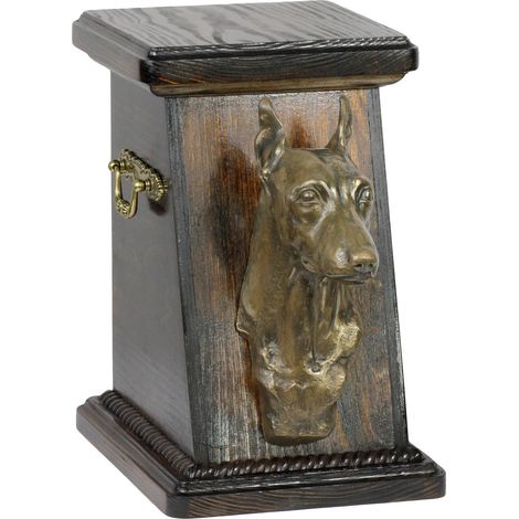 Pinscher miniatura: urna para cenizas de perro, elegante urna con estatuilla, urna conmemorativa con busto de perro de Art-Dog (1/5)