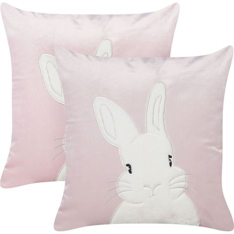 Dekokissen 2er Set IBERIS Samtstoff 45 x 45 cm Rosa