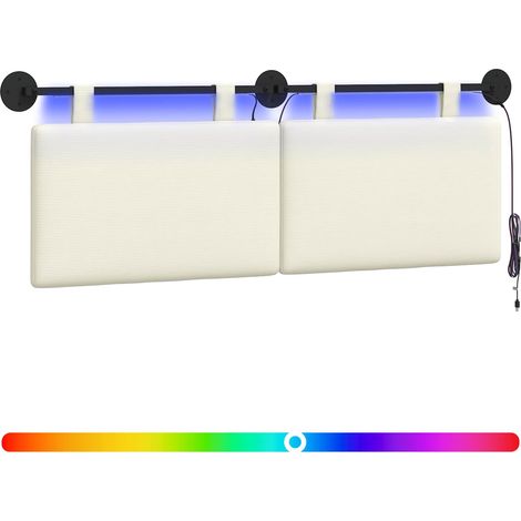 Hängendes Kopfteil Mit LED Licht Creme Cordstoff vidaXL