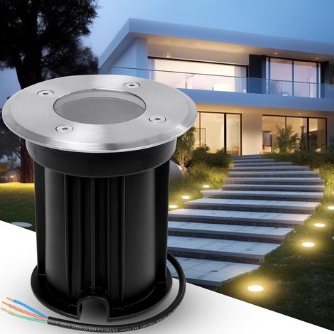 Spot Encastrable Exterieur au sol pour GU10 203V, IP67 Étanche Spot LED Encastrable Exterieur pour terrasse, jardin, trottoir, allée, pelouse, Rond, Noir(sans ampoule) (1/5)