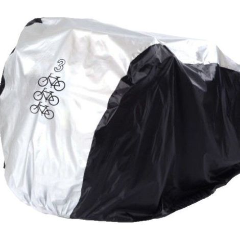 Housse de vélo pour 3 vélos, noire avec bords argentés, housse de vélo toutes saisons, étanche pour l'extérieur, résistante à la poussière