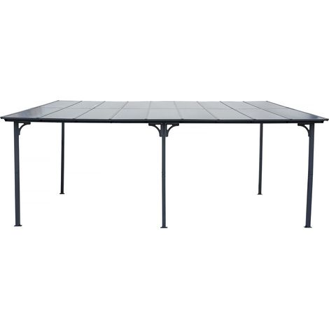 Pergola addossata "Marvin" - 5,5 x 3 m - 545 x 298 x 243 cm - Grigio scuro