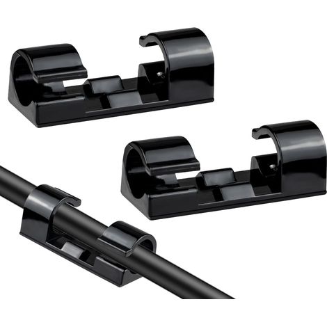 SOULWIT – Lot de 50 clips auto-adhésifs pour gestion de câbles, organiseurs de câbles adhésifs pour TV, PC, ordinateur portable, câble Ethernet, bureau, maison (noir) (1/5)