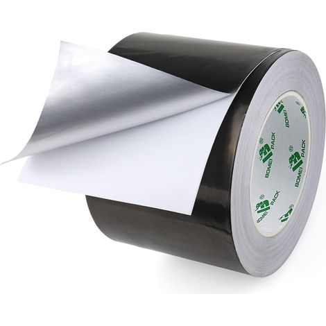 Large Ruban adhésif en aluminium 50 m ruban métallique très résistant, résistant à la chaleur, parfait pour l'étanchéité et le colmatage, réparation des métaux (Noir 100mm50m) (1/5)