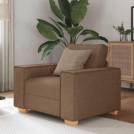 Sofa 60 cm Braun Stoff Modern mit Sitzkissen für Schlafzimmer & Wohnung (1/5)