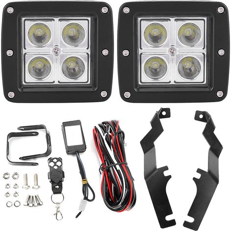 Kit supports d'éclairage carré pour montants A, avec télécommande et faisceau, compatible Ford Raptor 2015-2019 (1/5)
