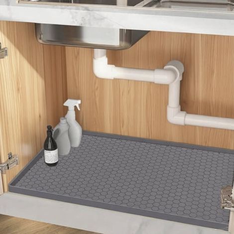 Tapis de vaisselle en silicone à texture alvéolée 700 mm x 560 mm (28 x 22 pouces) gris – Tapis de protection antidérapant, égouttoir et résistant à la chaleur pour éviers et placards (1/5)