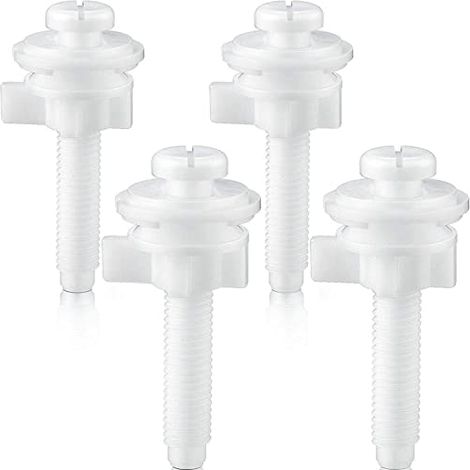 Kit de 4 boulons de rechange pour siège de toilette – Plastique blanc – 6,6 cm de long, 2,8 cm de diamètre – Matériel de siège de toilette – Réparation et entretien – 12 pièces