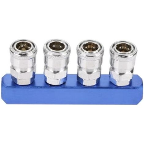 Raccord rapide pneumatique femelle 12 mm pour tuyau d'air, filetage PT1/4 (4 voies) (1/5)